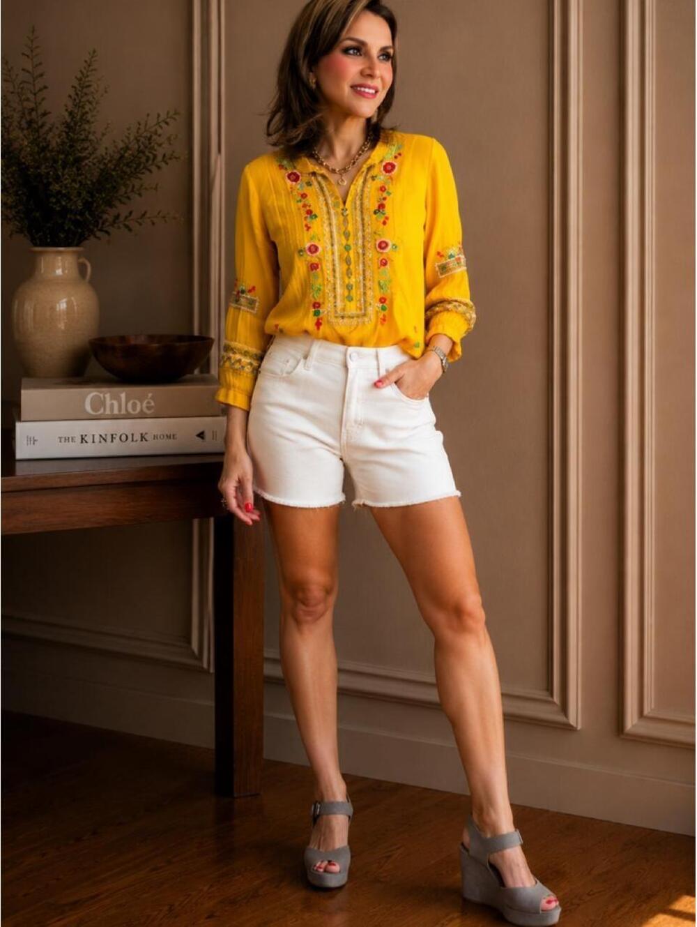 Johnny Was Women's Yellow Blous